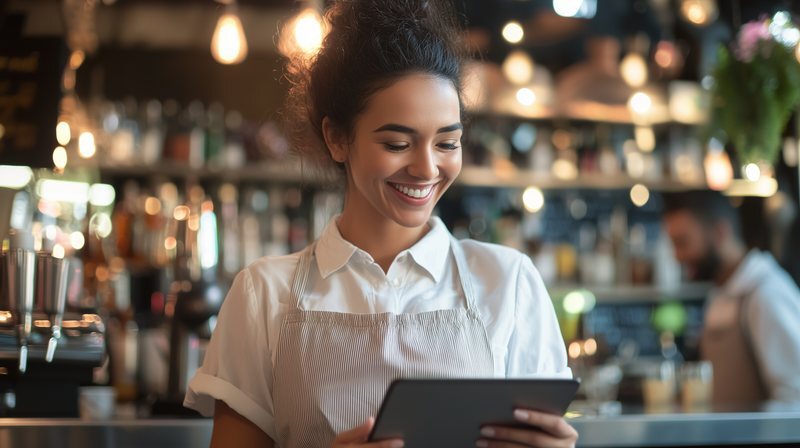 Staff confirming a booking on a tablet