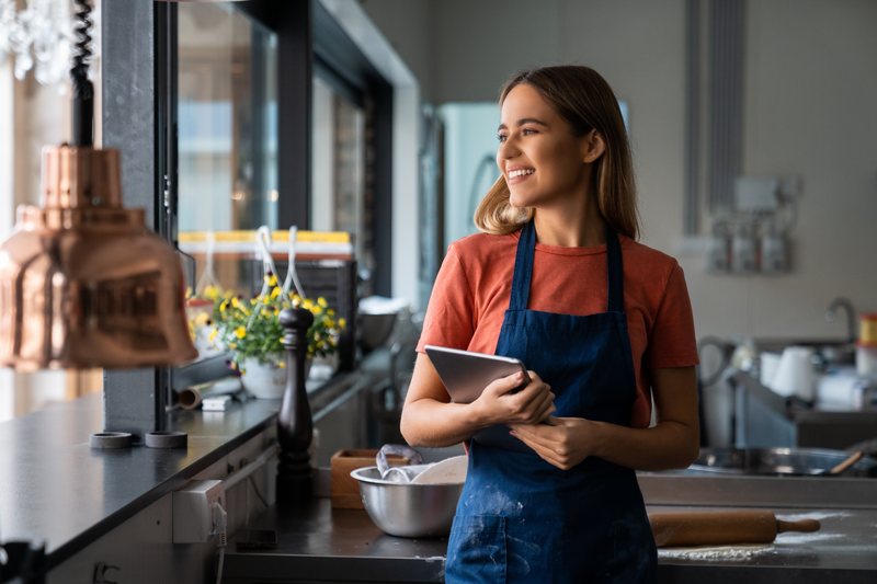 Restaurant team during service